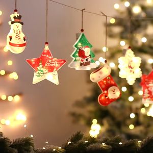 Christmas Led Lights Christmas Elements Hanging Sucker Lamp Christmas Window Decoration Navidad New Year Gift