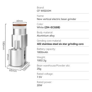 Portable Electric Coffee Grinder – Aluminum Coffee Bean Grinder 420 Steel Blade Travel Grinder Home/Camping Burr/Manual Ready