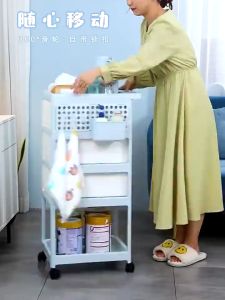 4 Tier Trolley Cart Organizer Bedside Drawer Storage Rack  Space Saving Shelf High Quality Baby Storage Trolley Cart Storage Rack with Drawer Wheel