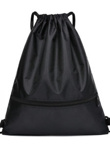 Customizable Drawstring Double Shoulder Fitness Backpack for Men and Women Lightweight Outdoor Sports Bag with Zipper Patchwork and Phone Pocket