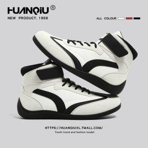 HuanQiu Mens High Top Casual Shoes Thick Sole Boxing Style Fashionable Leisure Sneakers Comfortable Breathable Fabric Inner