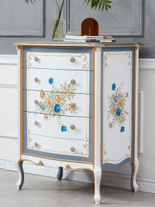 European Style Simple Painted Solid Wood Storage Cabinet White Wardrobe Bedroom Five Drawer Modern Luxury American Chest