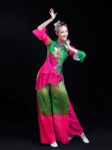 New 2024 Womens Ancient Style Dance Performance Suit Yangge Costume Square Dance Set Traditional Chinese Folk Dance Outfit
