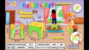 (BISA COD) PROMO Kursi Mini Bangku Lipat Portable Praktis Kursi Anak Anak Plastik Tebal SNI Murah
