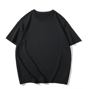 plus Size Mens T-Shirt Pure Cotton Oversized Loose Fat Man Solid Black Large Size Short Sleeve Breathable Comfortable Casual Tee