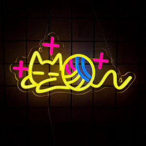Star Cat Neon Sign for Room DecorAnimal LED Light Up Sign for Bedroom Wall Arts Pet Shop Game Room Bar Party Birthday Kids Gift