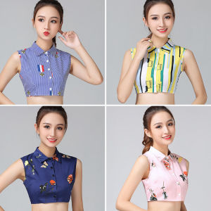 ปกคอเสื้อปลอมเสื้อเชิ้ตผู้หญิงเสื้อตัวในผ้าชีฟองผูกสายสําหรับฤดูใบไม้ผลิและฤดูร้อนเสื้อตัวในประดับโบว์สีขาวปกคอเสื้อปลอม