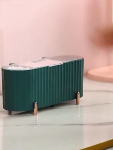 ALX HOME MALAYSIA Dust-proof Makeup Organizer Makeup Storage Box For Cotton Pads Swabs 3 Compartments Makeup Container wt Lid Bekas Kapas Bekas Kosmetik 化妝品收納盒