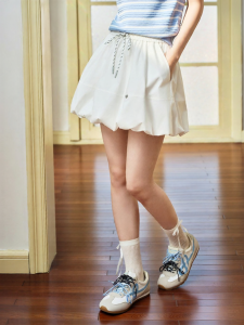 OSA | Milk White Pumpkin Shape Age-reducing Puffy Light-weight Drawstring Half Skirt
