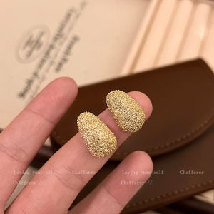 Elegant Simple Drop Earrings Luxury Sand Shiny Womens Fashion Jewelry Dangle Earrings Korean Style Alloy Gold Plated