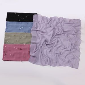 Jifang 90x9ผ้าพันคอสี่เหลี่ยมจัตุรัสลูกปัดทำมือ0ซม. WC23ปาชมินา Bawal มีฟองดูเรียบลายดวงดาวผ้าชีฟองฮิญาบมุสลิม