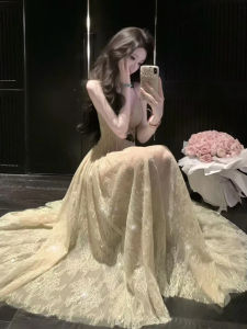 SHANGSHA | Elegant Lace Strap French Dress