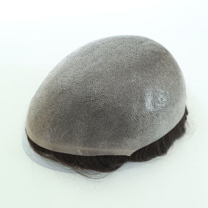 PU Replacement Systems Thin Skin 0.08-0.10mm 1/8" V Loop Front Men Toupee Breathable Handmade Natural Indian Human Hair