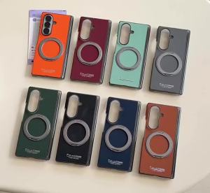 ZHUOHUAN | Hinge Protection Leather Case With Stand For Samsung Galaxy Z Fold 8 Ultra Wide 7 6 5 4 360 Rotation Bracket Magnet Phone Cover