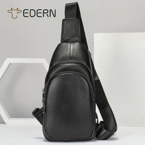 EDERN Túi đeo ngực da thật mới của dành cho nam Túi đeo chéo da bò đơn giản thời trang Túi đeo ngực thông thường đa năng Túi đeo chéo nam dung tích lớn
