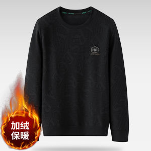 เสื้อฮู้ดคอตั้งผ้าขนแกะสำหรับผู้ชาย ฤดูหนาวปี 2023 เสื้อฮู้ดคอกลมปักลายคลาสสิกแบบสวมหัว ทรงหลวม สวมใส่สบาย ระบายอากาศได้ดี