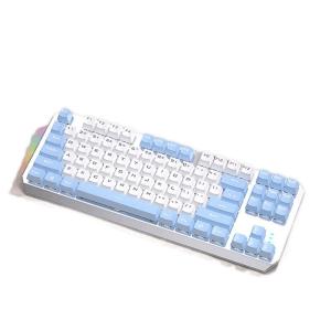 EWEADN | Bộ Bàn Phím Cơ Có Dây 87 Phím và Chuột màu xanh trắng pastel cho Phụ Nữ Sử Dụng Văn Phòng