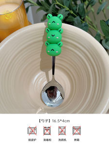 ช้อนอาหารแบบยูนิคอร์ปีนยางสแตนเลสแบบมีด้ามจับที่สร้างสรรค์สำหรับใช้ในบ้าน สไตล์การ์ตูน INS ช้อนสำหรับกินข้าว ช้อนสำหรับตักอาหาร