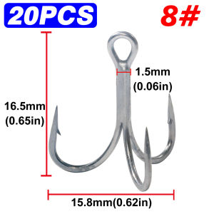 20PCS Treble Antirust Hooks 2#-10# Fishhook Barbed SharpNickel Antirust Tool High Carbon Steel Fishing Hook Angle Pesca Tackle