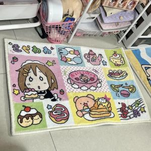 VIKAMA Cartoon Pattern Bathroom Mat Water-Absorbing Non-Washable Footrest Pad Entrance Floor Carpet Home Decoration