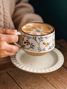 Retro Coffee Mug Thick Earthenware Ceramic Mugs Breakfast Cup Design Sense Niche Mid-century Dining Utensils High-grade