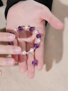 Near Round Freshwater Pearl Crystal Bracelet 7.3-11mm