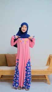 gamis baju pakaian busana muslim anak perempuan umur 5 tahun 6 tahun 8 tahun 9 tahun 10 tahun 11 tahun 12 tahun RG 58 pink