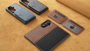 Ốp Điện Thoại SUTENI Luxury Giả Da 2 Trong 1 Tích Hợp Sạc Không Dây Từ Tính Và Giá Đỡ Thẻ Cho Samsung Galaxy Z Fold 8 Ultra 7 6