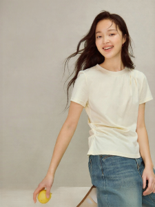 INMAN | Asymmetric Waist Slimming Pinch Collar T-Shirt