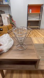 MONZA ชั้นสแตนเลส วางเฟรนช์ฟราย ตะกร้าใส่ของทอด อุปกรณ์บนโต๊ะอาหาร เหล็กดัดสแตนเลสร้านอาหาร No.Y1591