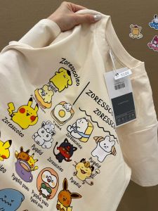 เสื้อยืดคอกลมแขนสั้นผ้าฝ้ายหลวมพิมพ์ลายการ์ตูนสำหรับฤดูร้อนปี 2025 เสื้อยืดคอกลมแขนยาวทรงหลวมสำหรับทั้งชายและหญิง ทรงหลวม สวมใส่สบาย