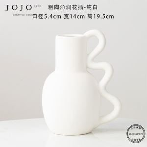 Nordic White Unfired Artistic Flower Vase Home Decor JOJOS L PD Instance Ceramic Handmade Desktop Ornament Single Bottle