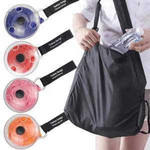Random Colour Portable Retractable Storage Shopping Bag Multifunctional Small Disc Folding Bag Creativity Portable Round Disc Shopping Bag/Waterproof Foldable Polyester Handbags One Shoulder Storage Bag Large Capacity Shopping Bag