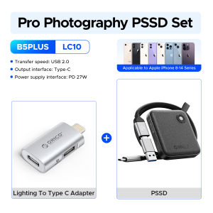 ORICO Portable SSD with 2 in 1 USB C Cable External Solid State Drives Up to 460MB/s for iPhone 14 13 11 12 X  IPad PC