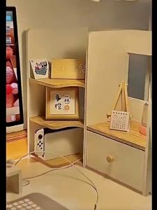 SKPLUS Desk Corner Bookshelf Storage Rack Simple Household Desk Small Bookcase Office Desk Multi Layer Storage Rack - Fulfilled by SKPLUS
