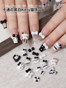 Trang Trí Móng Tay Kitty Hoạt Hình Đen Trắng Dễ Thương Ngọt Ngào Mát Mẻ Mới 2025 Trang Trí Móng Tay DIY Chuyên Dụng Phụ Kiện Mỹ Phẩm