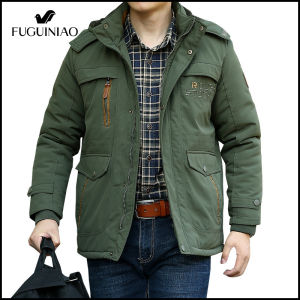 FUGUINIAO เสื้อแจ็คเก็ตใหญ่ เสื้อแจ็คเก็ต เสื้อแจ็คเก็ต แนวรับหน้า เสื้อโค้ตทหาร ขั้วโลก เช้าว่างเสื่อมผ้า 4 ชุด