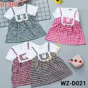 Set Dress Bayi Perempuan 3-Pcs dengan Tangan Pendek dan Motif Bunga - Bahan Adem untuk Usia 3 Bulan - 3 Tahun