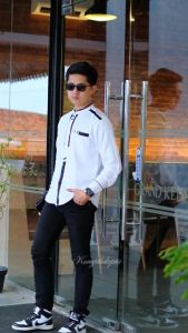 Baju Koko Lengan Panjang Elrumi Bahan Katun Toyobo Premium Motif Khatulistiwa Halus