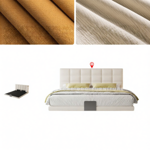 Modern Minimalist Cream Style Floating Linen Chenille Double Bed 1.8m