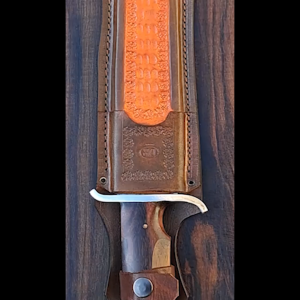 Pisau Outdoor Rambo - Baja Polish Miror Sarung Kulit Asli