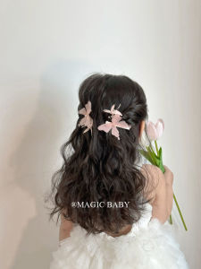 Sweet Butterfly Hair Clip Baby Girl Pink Rhinestone Hair Accessories Forest System Side Bangs Clip Childrens Headwear