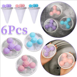 6pcs Portable Magical Washing Machine Hair Removal Catcher / Household Filter Mesh Cleaning Balls / Dirty Collection Bag Laundry Accessories