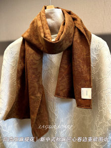 Elegant Fine Linen Embroidered Scarf Traditional Chinese Style Natural Cotton Linen Rolled Edge Heavyweight Classic Aroma for Women