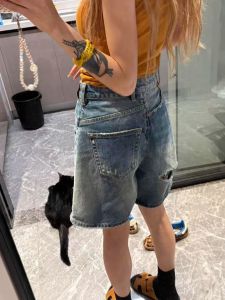 High Waist Straight Leg Five Pocket Womens Jeans Casual Zipper Style High Street Fashion Summer Slimming Versatile Mid-Length