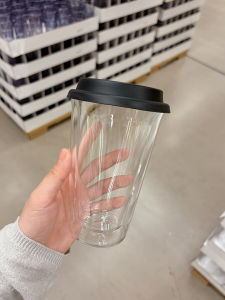 High Borosilicate Glass Cup Double Layer Heat Insulation Milk Car Coffee Office Water Bottle with Lid Modern Simple round Shape 350ml