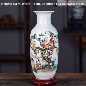 Nine Sons Climbing Peach Ceramic Vase