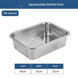 304 Stainless Steel Flats Square Basin Deepening Rectangle with Lid Buffet Plate Grilled Fish Dish Tray Large Size Square Bag