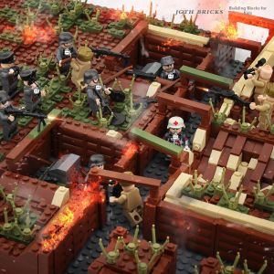 World War II Trench Ruins Soviet Military Figure Building Block Set