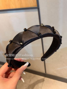 Headband Female Black Crystal Headband Ruched Temperament Wild Hair Pressing Hairpin Female High Skull Top Show Face Small Outdoor Fashion